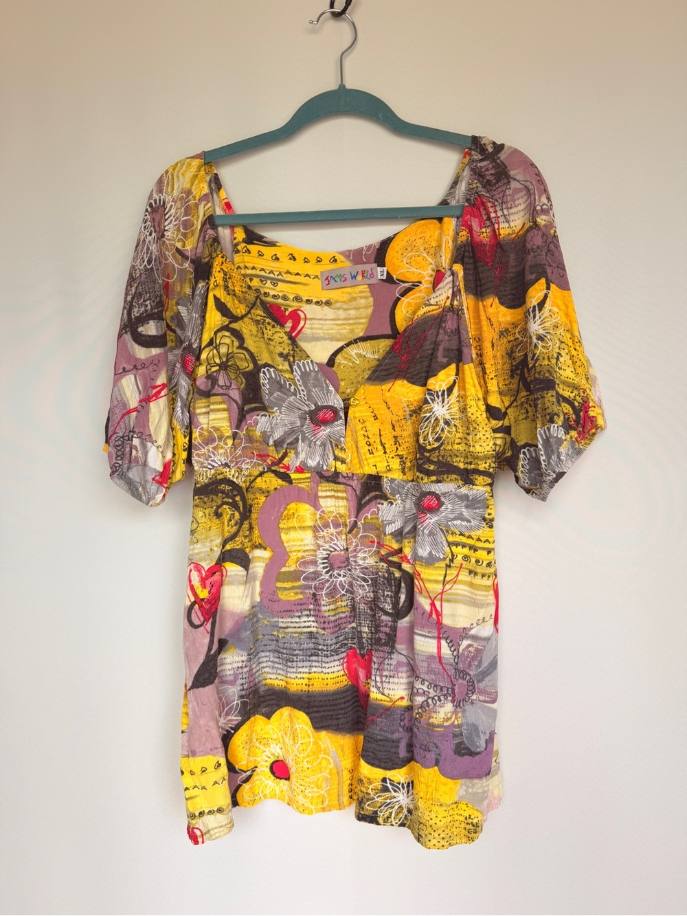 Jams World Sweet Honey Rayon Tunic Top XL Made in Hawaii Art Print Boho Tropical
